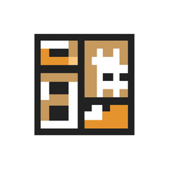 Poster - Abstract forms compose geometric patterns within bordered square minimalistic design