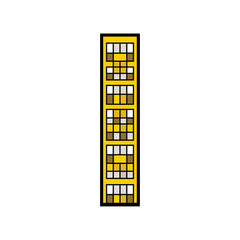 Poster - Yellow structure displays pattern grid upon white plain backdrop design