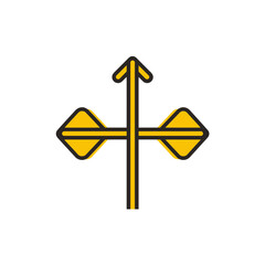 Poster - Road arrows symbol points choices on direction in navigation graphic element roadmarking