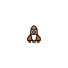 Poster - Cartoonish rocket prepares launch against white backdrop for graphic illustration