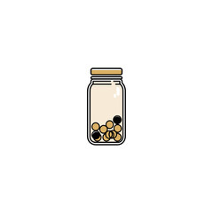 Poster - Jar displays assorted spheres at bottom in white setting simple background