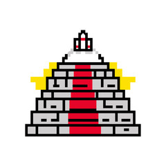 Poster - Pixelated pyramid ascends majestically showcasing architecture detailed construction against white backdrop featuring simple artwork