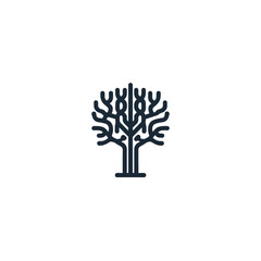 Poster - Minimalist tree depicts branches symmetrically over stark white backdrop design graphic illustration