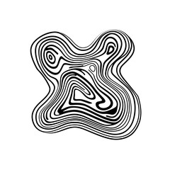 Poster - Abstract shape displays contours digitally on plain background lines design