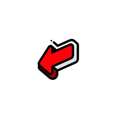 Poster - Isometric arrow points diagonally left on white direction graphic shadow