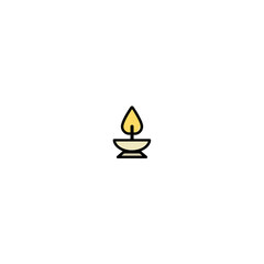 Poster - Glowing flame illuminates darkness with flickering light in minimalist graphic design