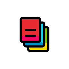 Fototapete - Colorful document icons stack overlap in simple graphic representation display