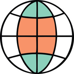 Poster - Stylized globe icon with geometric segments in orange teal and white accents