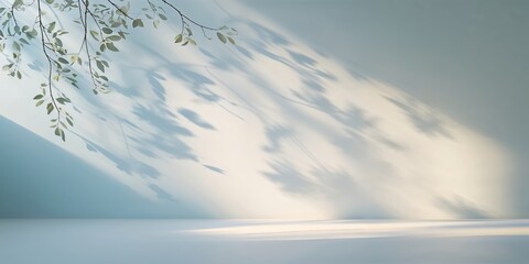 Poster - Soft shadows create a serene atmosphere in a tranquil space with gentle light filtering through leaves and casting delicate patterns