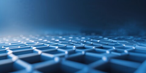 Poster - Close-up view of a textured blue surface with geometric patterns in a dimly lit space