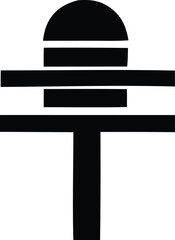 Fototapete - Abstract minimalist black and white graphic design featuring stacked horizontal bars and a vertical base with a rounded top element