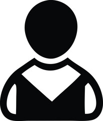 Aufkleber - Simple black silhouette icon of a person with a distinctive collar or lapel design on a white background