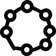 Poster - Abstract circular arrangement of interconnected black rings with central white circles forming a continuous loop on a white background
