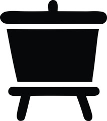 Aufkleber - A simple black silhouette icon representing a whiteboard or easel with a rounded top and a stand perfect for educational or presentation graphics