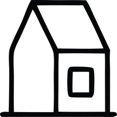 Poster - Simple black outline of a house with a square window on a white background minimalist design