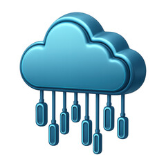 Fototapete - Cloud Data Icon: A vibrant, 3D render of a blue cloud, symbolizing data storage and digital connectivity. It visually represents cloud computing and information transfer.