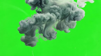 Poster - Smoke Cloud on Green: An ethereal cloud of smoke gracefully unfurls against a vibrant green backdrop, creating a mesmerizing dance of color and form.