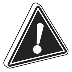 Poster - Black triangular warning sign with exclamation mark isolated on white background