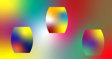 Aufkleber - Abstract art featuring three barrel shapes with a vibrant mix of colors blending seamlessly together nicely