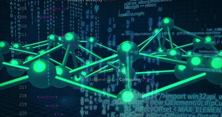 Poster - Opening grid plane revealing glowing network rotating with security terms fading reinforcing theme