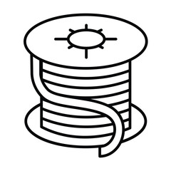 Poster - Coil copper of wire thin line icon, electrician service concept. Vector graphics. Round cable reel, repair sign on white background, style mobile or design.
