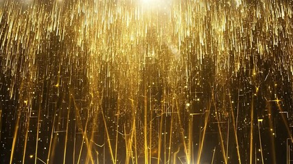Poster - Golden Cascade: A mesmerizing cascade of radiant gold particles creates an ethereal and luxurious atmosphere. The image captures a sense of opulence, celebration, and magic.
