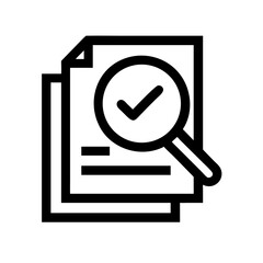 Poster - A magnifying glass with a check mark on a stack of documents isolated on white background