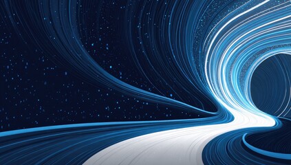 Leinwandbilder - Abstract Blue Swirls Creating a Digital Path