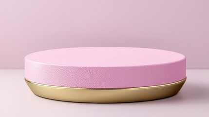Poster - Pink platform with golden base. Soft pink backdrop