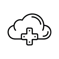 Poster - Cloud computing plus sign icon for data storage and server technology solutions and services online