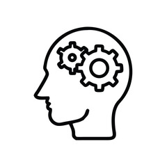 Poster - Head brain gears thinking process innovation solution mind intelligence creativity concept idea icon