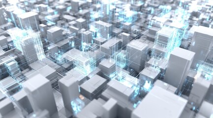 Leinwandbilder - Abstract Geometric Landscape of White Cubes and Light