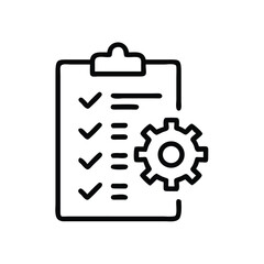 Poster - Process management checklist with gear icon for project tasks and workflow automation system