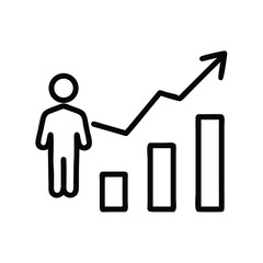 Poster - Business growth chart with person icon showing financial success and career development strategy plan analysis