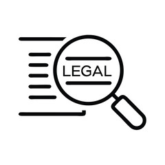 Poster - Legal document review services and compliance audit with magnifying glass icon concept design