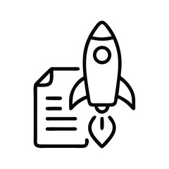 Poster - Rocket launch startup business plan document icon for project management and development idea