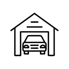 Poster - Car garage icon vector illustration automobile storage building parking space line drawing design