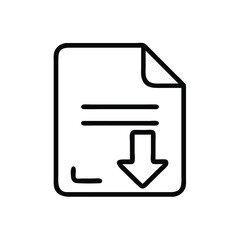 Fototapete - Download file icon vector illustration of document with arrow symbol for file transfer process