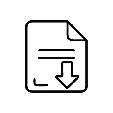 Download file icon vector illustration of document with arrow symbol for file transfer process