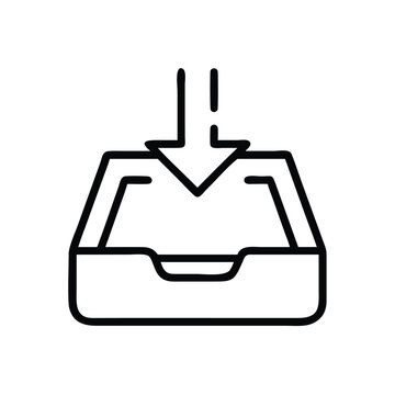Download icon vector illustration of inbox with arrow for file transfer and data storage design
