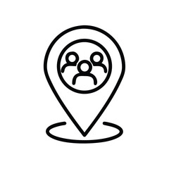 Poster - Community location pin vector icon for social gathering event meeting point and group meetup
