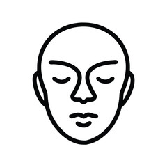 Poster - Face outline drawing of a person with closed eyes for beauty and wellness related design projects and graphics