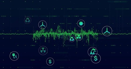 Poster - On interface launching waveform pulsing and energy icons emerging to visualize cost and emissions