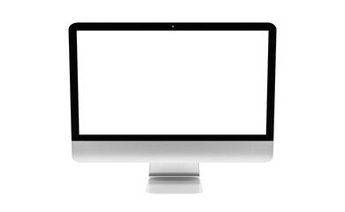 Poster - Modern computer screen isolated on transparent background. Silver color. Front view. 3d rendering