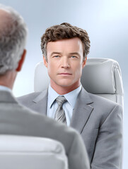 Poster - Editorial photo of a financial advisor discussing portfolio diversification, editorial photography style