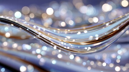 Fototapete - Radiant abstract light field with shimmering golden and blue hues creating cosmic serenity and wonder.
