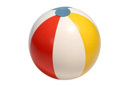 Colorful beach ball floating on transparent background