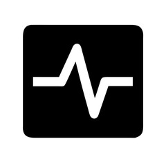Poster - A black and white heartbeat monitor icon is isolated on white background