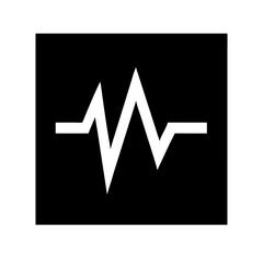 Poster - A black and white heartbeat monitor icon is isolated on white background