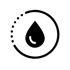 Poster - A black water drop icon is isolated on white background inside a dotted circle